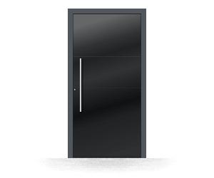 Porte d'entrée aluminium, sans vitre, gris anthracite, RAL 7016, isolation phonique et thermique, moderne, porte d'entrée Schuco, Modèle Chartres