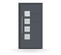 Porte d'entrée aluminium, vitrée, gris anthracite, RAL 7016, isolation phonique et thermique, moderne, porte d'entrée Schuco, Modèle Nîmes