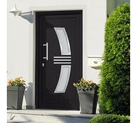 Porte d'entrée anthracite 108 x 200 cm avec 5 verrous à tête champignon et charnières 3D - Kit complet avec poignées et cylindre pour une grande sécurité et une qualité robuste