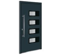 Porte d'entrée anthracite 110 x 210 cm en PVC et aluminium revêtu par pulvérisation avec rembourrage en polystyrène sandwich - Durable, isolée thermiquement et élégante pour votre maison