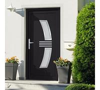 Porte d'entrée anthracite 88 x 200 cm PVC, ouverture gauche, cadre 70 mm, seuil en aluminium, verrouillage à 5 points, vitrage de protection thermique ISO, renfort en acier pour l'extérieur