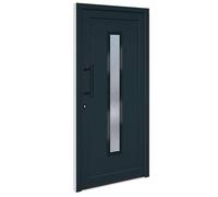 Porte d'entrée anthracite 98 x 200 cm en PVC avec rembourrage en polystyrène sandwich - Idéal pour les maisons individuelles et les maisons multifamiliales - Durable et isolant thermique