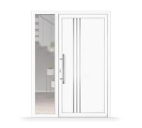 Porte d'entrée avec tierce pvc, blanc, 1260 x 1760 mm, double vitrage, modèle Vitry-sur-Seine