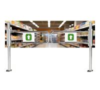 Porte D'entrée Battante À Sens Unique,Portail Piétonnier Manuel À Ouverture Pour Supermarché,Portail Battant Acier Inoxydable,Portillon Demi-taille À Fermeture Automatique(130cm/51.2in)