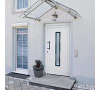 Porte d'entrée blanche 108 x 200 cm PVC, cadre 70 mm, verrouillage 5 points, charnières 3D, vitrage de protection thermique ISO, ouverture à gauche, pour l'entrée de la maison