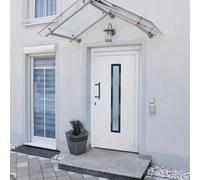 Porte d'entrée blanche, 98 x 200 cm, en PVC, verrouillage à 5 points, charnières 3D, vitrage isolant, ouverture à gauche, robuste pour la maison et l'extérieur