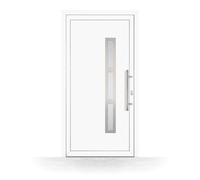 Porte d'entrée blanche avec verre, PVC, HT400, Blanc, 760 x 1885 mm ou sur mesure, double vitrage, modèle Poitiers