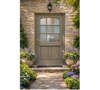 Porte d'entree Bois vitree, Alban Gris RAL 7039, H,215xl,90 p, droit Cotes Tableau