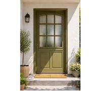Porte d'entrée Bois Vitrée Andore Vert Gris Olive, H215 x L80 cm Côte Tableau p.Droit