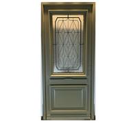 Porte d'entree Bois vitree, Canelle Vert RAL 7002, H,215xl,90 p,gauche Cotes Tableau