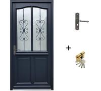 Porte d'entree Bois vitree, Sanna, H,215xl,90 p, droit Cote Tableau + Poignee Et Barillet (ref 010403FP)