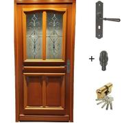 Porte d'entree Bois vitree, Vauban, H,215xl,90 p,gauche + Poignee Et Barillet (ref 010403RFP) Cotes Tableau