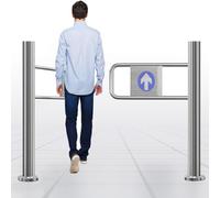 Porte d'entrée de marché en acier inoxydable à sens unique - Porte de sortie automatique à ressort - 190 cm de large - Système de portail pivotant sécurisé