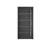 Porte d'entrée en acier pleine et inox H207 x L100 cm anthracite - poussant gauche - LUSADA