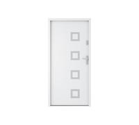 Porte d'entrée en acier pleine et inox H207 x L100 cm blanc - poussant gauche - TIFANA