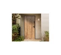 Porte d'entrée en acier pleine H207 x L100 cm effet chêne - poussant gauche - AGUEDA