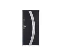 Porte d'entrée en acier vitrée avec inox H207 x L100 cm anthracite - épaisseur 55 mm - poussant droit - TROFA
