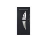Porte d'entrée en acier vitrée avec inox H207 x L100 cm anthracite - poussant gauche - COVAS