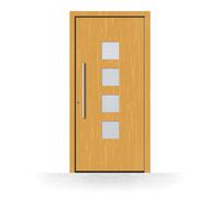 Porte d'entrée en bois La Seyne-sur-Mer, gamme Exclusif, sapin clair 110, 850 x 1800 mm, ouverture sur la gauche, configurer individuellement