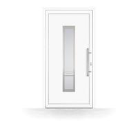 Porte d'entrée en plastique blanc avec verre, PVC, HT400, 760 x 1885 mm ou sur mesure, double vitrage, modèle Pau