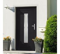 Porte d'entrée en PVC anthracite 98 x 200 cm avec charnières réglables 3D et verrouillage à 5 points pour la sécurité et la durabilité, résistante aux intempéries