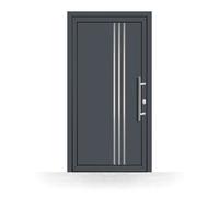 Porte d'entrée gris anthracite, similaire au RAL 7016, pvc, 760 x 1885 mm, modèle Vitry-sur-Seine, configuration personnalisée