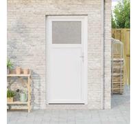 Porte d'entrée latérale 88 x 198 cm en PVC, DIN gauche, avec serrure à 5 points, charnières 3D, vitrage de protection thermique 4-12-4 ISO, robuste, pour garage, balcon