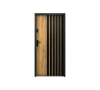 Porte d'entrée pleine en acier H207 x L100 cm - Effet chêne avec rayures noires - poussant droit - COBRITA