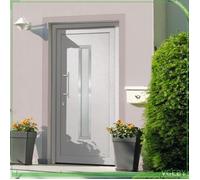 Porte d'entrée PVC blanche 108 x 200 cm - vitrage isolant 4-12-4, serrure 5 points, seuil aluminium