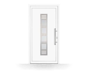 Porte d'Entrée PVC, HT400, Blanc, 760 x 1885 mm ou sur mesure, serrure 3 points, double vitrage, modèle Drancy