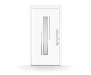 Porte d'Entrée PVC, HT400, Blanc, 760 x 1885 mm ou sur mesure, serrure 3 points, double vitrage, modèle La Rochelle