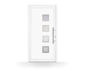 Porte d'Entrée PVC, HT400, Blanc, 760 x 1885 mm ou sur mesure, serrure 3 points, double vitrage, modèle Saint-Maur-des-Fossés