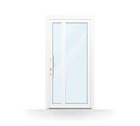 Porte d'entrée pvc vitrée, verre transparent, double vitrage, PVC, Blanc, 760x1885 mm, modèle Oyonnax