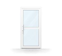 Porte d'entrée vitrée, verre transparent, double vitrage, PVC, Blanc, 760x1885 mm, modèle Roanne