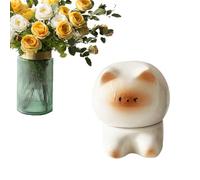 Porte- -dents en céramique - Matériau en céramique robuste, design de figurines de chat, boîte de rangement décorative, bureau de cuisine fonctionnel | Idéal pour les -dents, le fil dentaire
