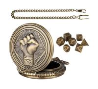 Porte-dés de Poche, étui à dés pour Montre de Poche | Montre de Poche gravée Gear | Dés en métal avec Coque de Montre de Poche, Accessoires de Montre de Poche Vintage Inclus pour Femmes et Hommes