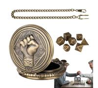 Porte-dés pour Montre de Poche, étui à dés en métal - Montre de Poche gravée Gear,Accessoires de Montre de Poche Vintage, dés en métal avec Coque de Montre de Poche pour RPG