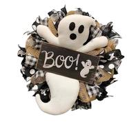Porte d'halloween Suspendue Garland, Halloween Ghost Wreath Autumn Boo Couronne avec Une Jolie Porte de poupée Suspendue Couronne de Bienvenue, Bienvenue