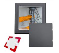 Porte d'inspection en plastique polyvalente ABS, Panneau d'accès carré autocollant de 12,7 à 32,5 cm for plomberie, douche, grenier camping-car, multicolore(Black,125x125mm/5x5in)