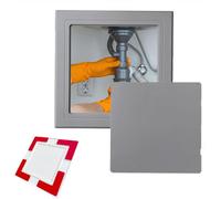 Porte d'inspection en plastique polyvalente ABS, Panneau d'accès carré autocollant de 12,7 à 32,5 cm for plomberie, douche, grenier camping-car, multicolore(Grey,250x250mm/9.8x9.8in)