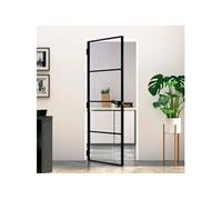 vidaXL Porte d'intérieur 153659 Noir 83×201,5 cm Verre trempé Aluminium fin