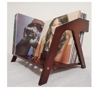 Porte-Disque Vinyle en Bambou - Design Élégant - Capacité de 80 Disques de 30,5 cm - Pour Rangement de CD, Magazines, Livres (Marron)