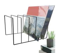 Porte-disques vinyles en acrylique - Bac de rangement de bureau à 3 compartiments, poignée portable, organiseur LP empilable | Affichage moderne et transparent pour disques de 17,2 cm, , DVD
