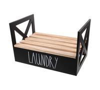 Porte-distributeur de Lessive en Bois Foncé, Structure Gravité | Bouteilles de Savonnette Liquide et Assouplissant, Montage Facile, Usage Buanderie et Local Utilitaire