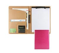 Porte Document A4 Portfolio Porte Blocnotes Pour Bureau Durable Portefeuille Dossier Avec Blocnotes Et Calculatrice À 8 Chiffres Pour Femmes Hommes(Red)
