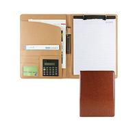 Porte Document A4 Portfolio Porte Blocnotes Pour Bureau Durable Portefeuille Dossier Avec Blocnotes Et Calculatrice À 8 Chiffres Pour Femmes Hommes(Brown)