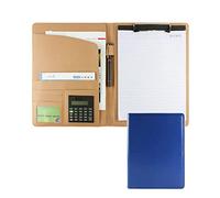 Porte Document A4 Portfolio Porte Blocnotes Pour Bureau Durable Portefeuille Dossier Avec Blocnotes Et Calculatrice À 8 Chiffres Pour Femmes Hommes(Blue)