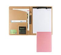 Porte Document A4 Portfolio Porte Blocnotes Pour Bureau Durable Portefeuille Dossier Avec Blocnotes Et Calculatrice À 8 Chiffres Pour Femmes Hommes(Pink)