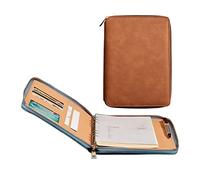 Porte Document A5 Portfolio En PU Conference Folder Avec Fermeture Éclair Durable Portefeuille Dossier Avec Blocnotes Pour Femmes Et Hommes Réunion Bureau(Brown)