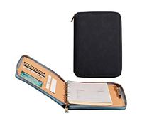 Porte Document A5 Portfolio En PU Conference Folder Avec Fermeture Éclair Durable Portefeuille Dossier Avec Blocnotes Pour Femmes Et Hommes Réunion Bureau(Black)